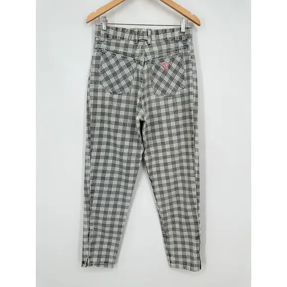 Vintage 90’s GUESS Jeans Plaid Georges Marciano Tapered Straight Ankle Zip